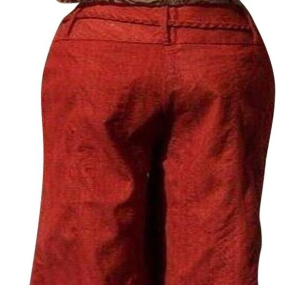 Cache Rust 100% Raw Silk Removable Self Belt Crop Pant New NWT Linen Feel $108 - Picture 5 of 12